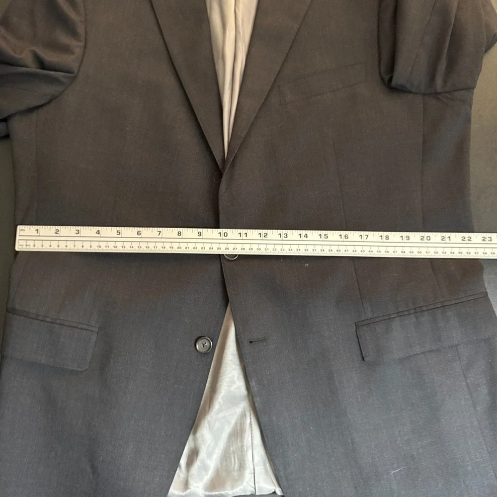 Hart Schaffner Marx Sport Coat Mens 46L Charcoal Gray Solid Wool Blazer New York